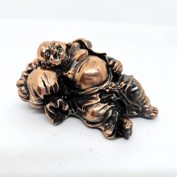 Wooden Box Set of 4 Happiness Buddha Figurines with Square Silk Scarf - Picture 6 of 9